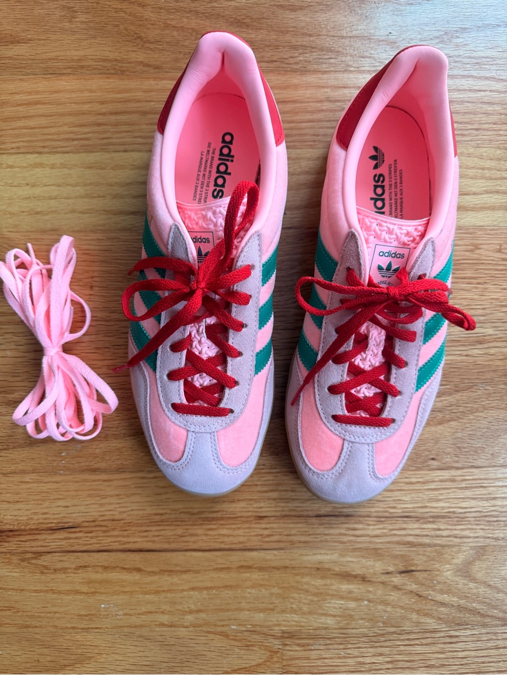 adidas Women’s Pink & Green Gazelle-Inspired Sneakers. Brand New